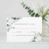 Evergreen & Cotton Flowers Elegant Wedding RSVP (Staand voorkant)