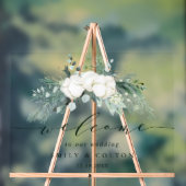 Evergreen & Cotton Flowers Elegant Wedding Welcome Acryl Bord (Neutraal)