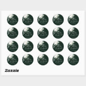 Evergreen & Cotton Flowers Merry KerstGreen Ronde Sticker (Vel)