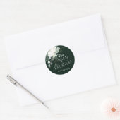 Evergreen & Cotton Flowers Merry KerstGreen Ronde Sticker (Envelop)