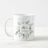 Evergreen & Cotton Flowers Mr. Personalized Koffiemok (Links)