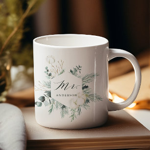 Evergreen & Cotton Flowers Mr. Personalized Koffiemok