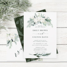 Evergreen & Cotton Flowers Waterverf Wedding