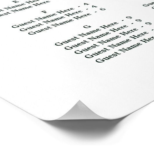 Evergreen & Cotton Flowers Wedding Seating Chart Poster (Hoek)