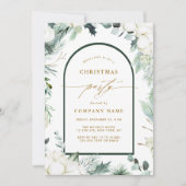 Evergreen & Cotton Flowers Winter Kerstfeest Kaart (Voorkant)