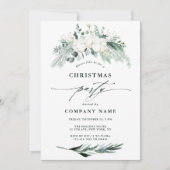 Evergreen & Cotton Flowers Winter Kerstfeest Kaart (Voorkant)