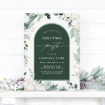 Evergreen & Cotton Flowers Winter Kerstfeest Kaart<br><div class="desc">Deze kerst | De uitnodiging van de feestdag omvat met de hand verfde waterverf wintergroen, katoenbloemen met een lijst van de boog en een botanisch winterpatroon op de rug. Voor meer geavanceerde aanpassing van dit ontwerp, te klikken gelieve de BUTTON van het TOOL VAN HET ONTWERP BLAUW. Overeenkomende objecten zijn...</div>