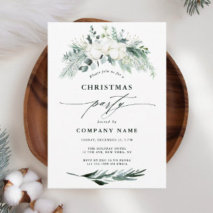 Evergreen & Cotton Flowers Winter Kerstfeest Kaart