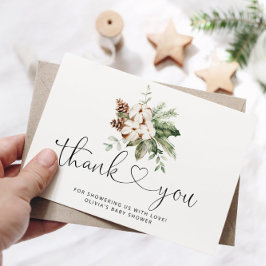 Evergreen dennenappels baby shower bedankkaart kaart