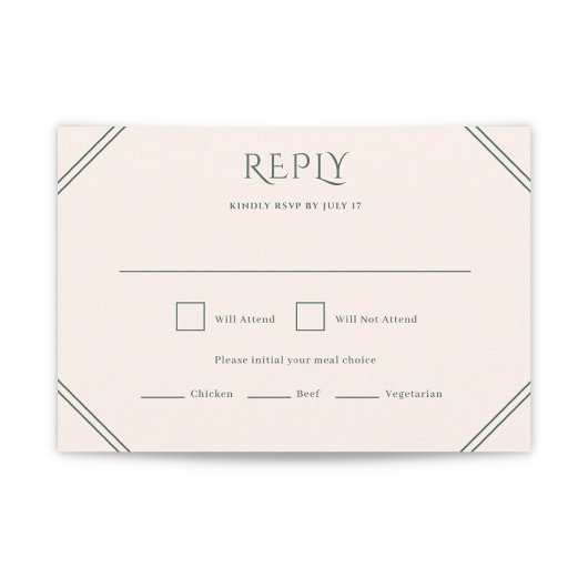 Evergreen Diamond Wedding RSVP Kaart