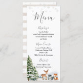 Evergreen Dier Winter Onederland Verjaardag Menu (Voorkant / Achterkant)