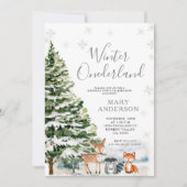 Evergreen Dierenwinter Onederland 1e Verjaardag Kaart (Voorkant)