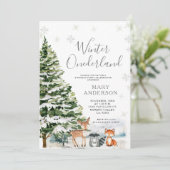 Evergreen Dierenwinter Onederland 1e Verjaardag Kaart (Staand voorkant)