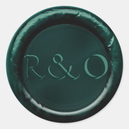 Evergreen Druïd Hill Monogram Bruiloft Wax Seal Ronde Sticker