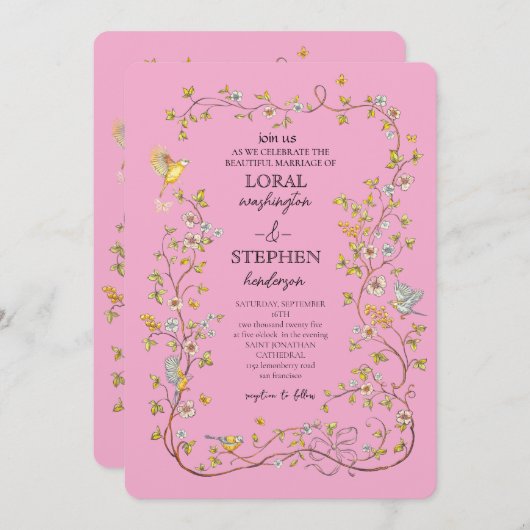 Evergreen Elegance bruiloft Kaart (Voorkant / Achterkant)