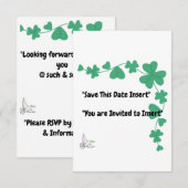 "Evergreen Elegance – Custom Clover Border" Save The Date (Voorkant / Achterkant)