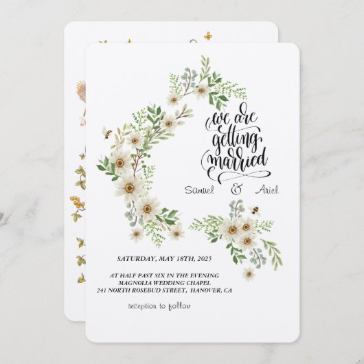 Evergreen Elegance Huwelijksuitnodiging Kaart (Voorkant / Achterkant)