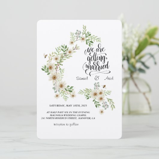 Evergreen Elegance Huwelijksuitnodiging Kaart (Staand voorkant)