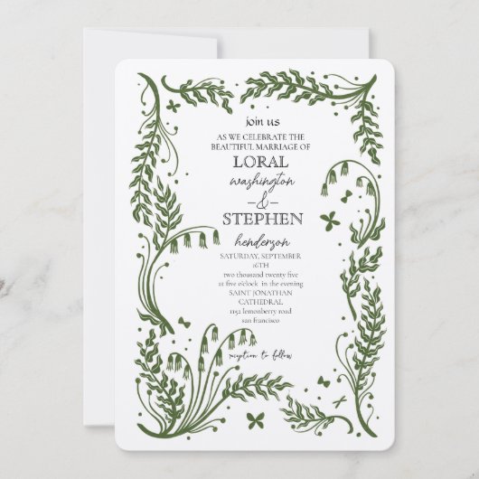 Evergreen Elegance Wedding Kaart (Voorkant)