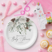Evergreen elegant genderneutraal baby shower papieren bordje (Feest)