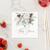 Evergreen elegant genderneutraal baby shower servet (Insitu)