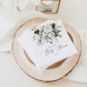 Evergreen elegant genderneutraal baby shower servet