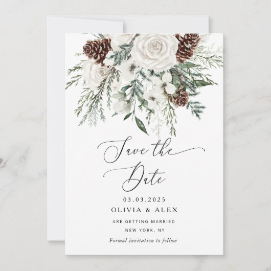 Evergreen elegant Save the date (Voorkant)
