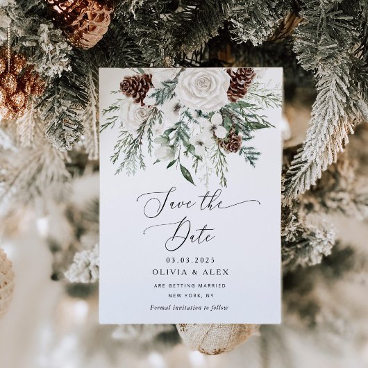Evergreen elegant Save the date