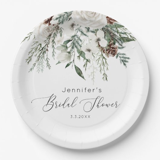 Evergreen elegant vrijgezellenfeest papieren bordje (Voorkant)