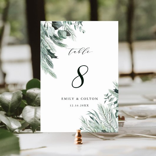 Evergreen Elegant Waterverf Wedding Kaart
