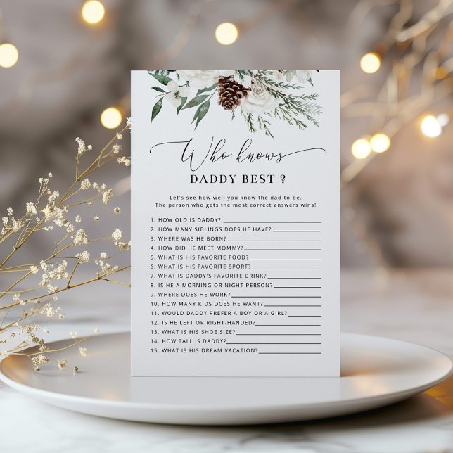 Evergreen elegant Wie kent papa beste baby shower (Creator heeft geüpload)