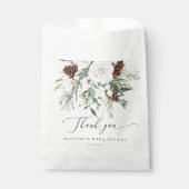 Evergreen elegant winter baby shower dank u bedankzakje (Voorkant)