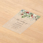 Evergreen elegante sneeuw winterbruiloft acryl uitnodigingen (Laagn)