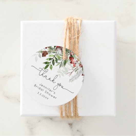 Evergreen elegante vrijgezellenfeest dank u bedankjes labels (In situ)