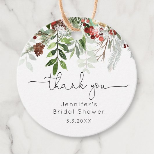 Evergreen elegante vrijgezellenfeest dank u bedankjes labels (Voorkant)