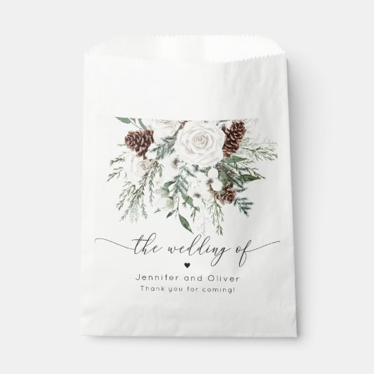 Evergreen elegante winter bruiloft bedankzakje (Voorkant)