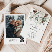 Evergreen elegante winter bruiloft kaart