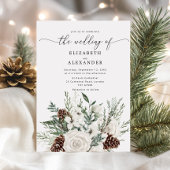 Evergreen elegante winter bruiloft kaart