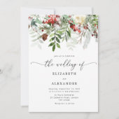 Evergreen elegante winter bruiloft kaart (Voorkant)