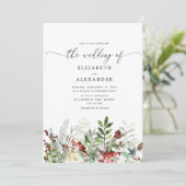 Evergreen elegante winter bruiloft QR code foto Kaart (Staand voorkant)