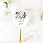 Evergreen elegante winter bruiloft ronde sticker<br><div class="desc">Evergreen elegante winterbruiloft Classic Ronde Sticker Matching items beschikbaar.</div>