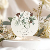 Evergreen elegante winter bruiloft ronde sticker