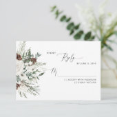 Evergreen elegante winter bruiloft RSVP-kaart RSVP Kaartje (Staand voorkant)