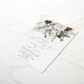 Evergreen elegante winterbruiloft Zilver Folie Uitnodiging (Gedraaid)