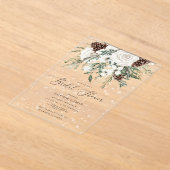 Evergreen elegante wintersneeuw vrijgezellenfeest acryl uitnodigingen (Laagn)