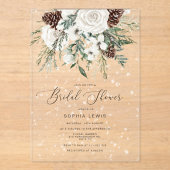 Evergreen elegante wintersneeuw vrijgezellenfeest acryl uitnodigingen (Voorkant)