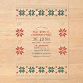 Evergreen Ember Ugly Sweater Christmas Party Acryl Uitnodigingen (Voorkant)