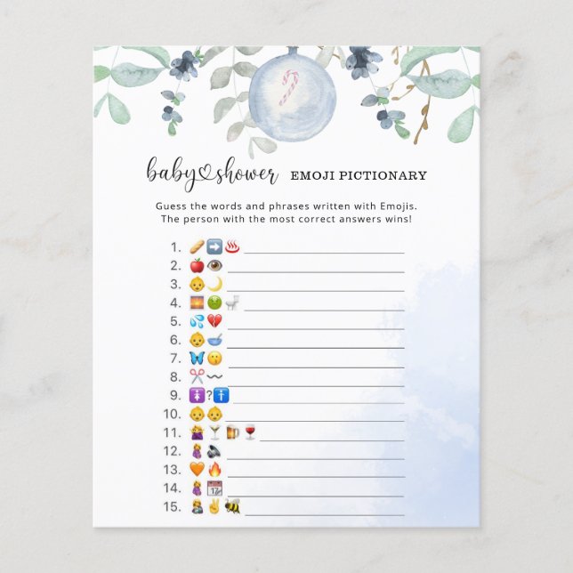 Evergreen Emoji afbeelding game baby shower (Voorkant)