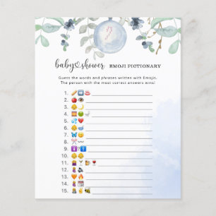Evergreen Emoji afbeelding game baby shower