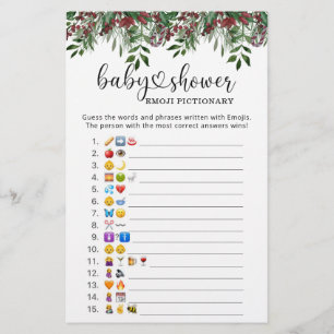 Evergreen Emoji afbeelding game baby shower